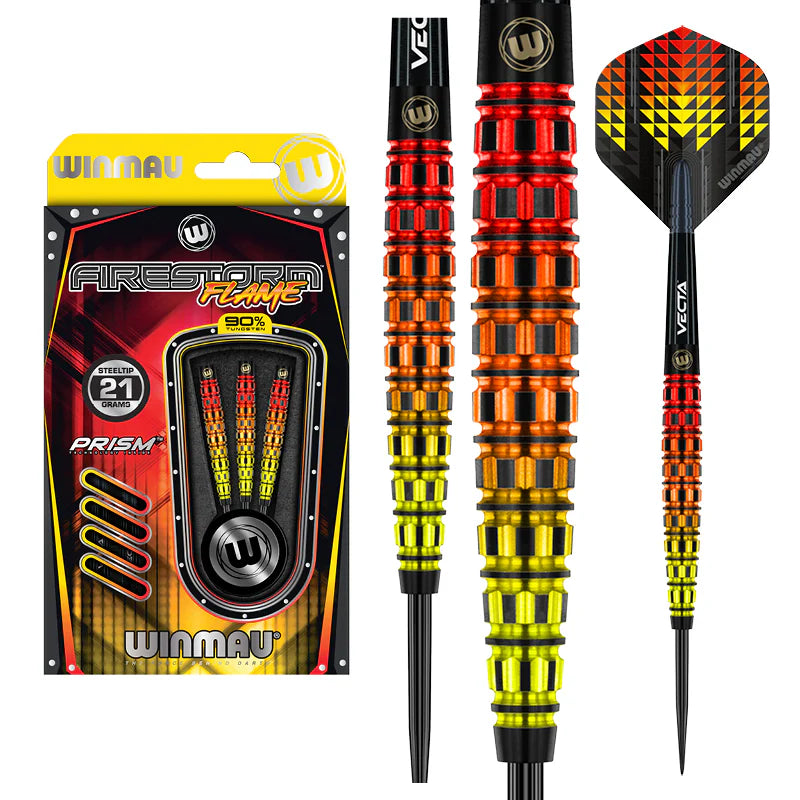 Firestorm Flame Winmau 90% Tungsten Steel Tip Darts