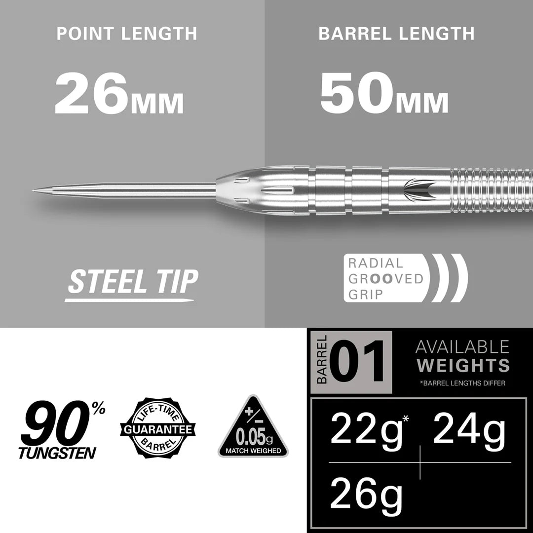 Nathan Aspinall 90% Tungsten Steel Tip Darts by Target