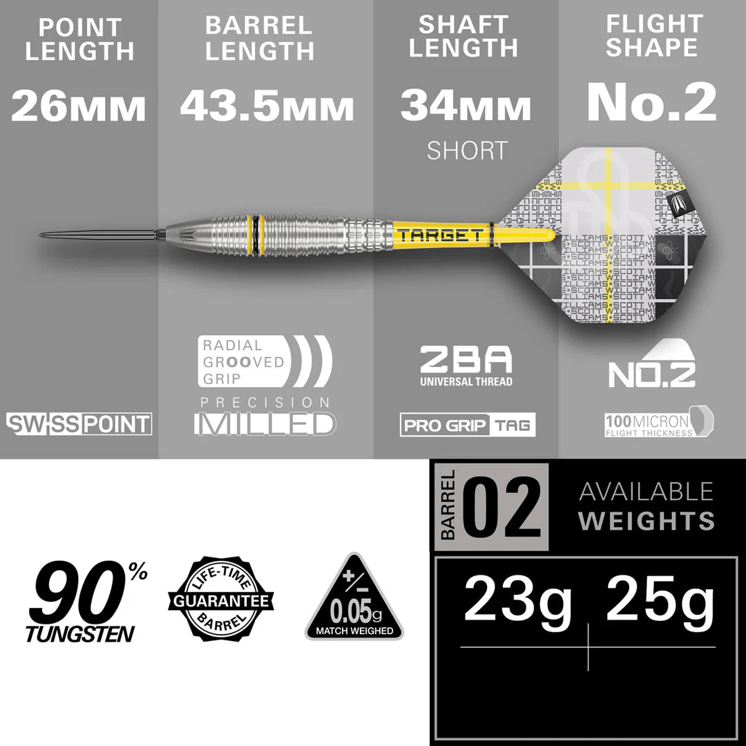 Scott Williams Gen 2 90% Tungsten SP Steel Tip Darts